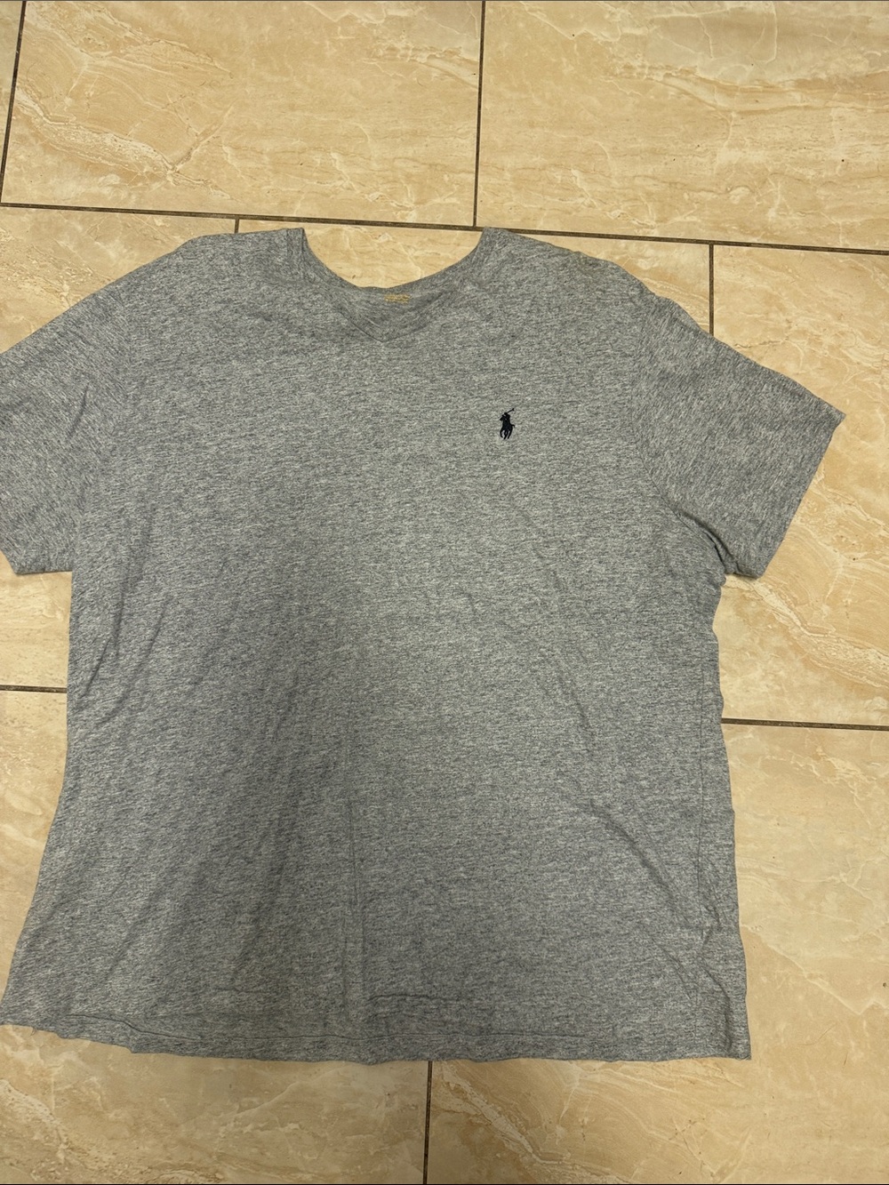 Polo by Ralph Lauren Men's Heather Grey Crew Neck Tee with Navy Pony